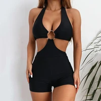 one piece swimsuit 2021 sexy hollow out swimwear women halter push up monokini bather bathing suits summer beach wear swim suit