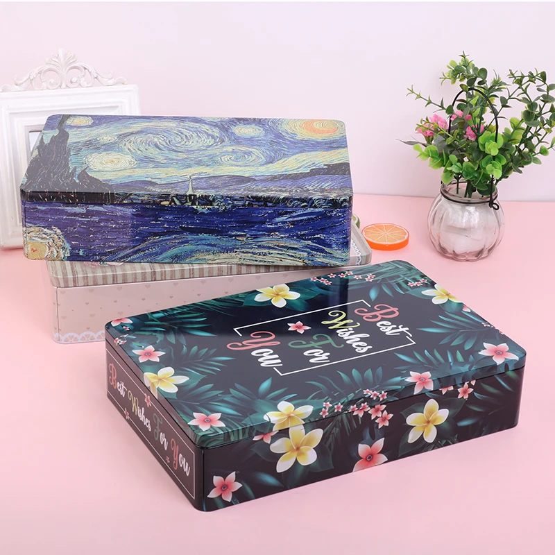 

Large Capacity Certificate Sundries Storage Box A4 File Notebook Mask Storage Tin Box Metal Biscuit Candy Packaging Gift Box