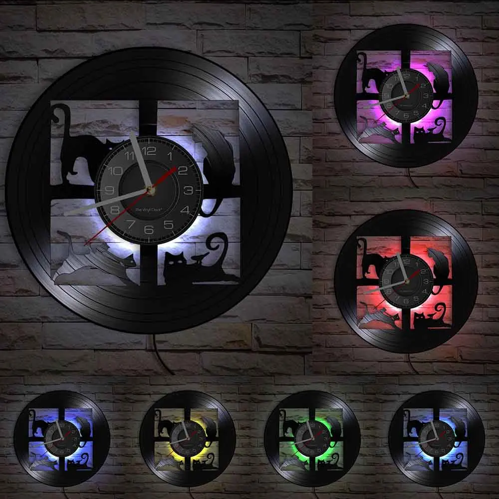 Круглые Настенные часы с виниловой пластиной украшение для детской комнаты