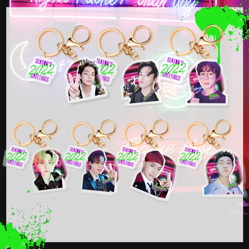 

KPOP Bangtan Boys Acrylic Keychain Key Ring Pendant K-POP JK V JIN RM Student Gifts Fan Favorites New Korea Group Thank You Card