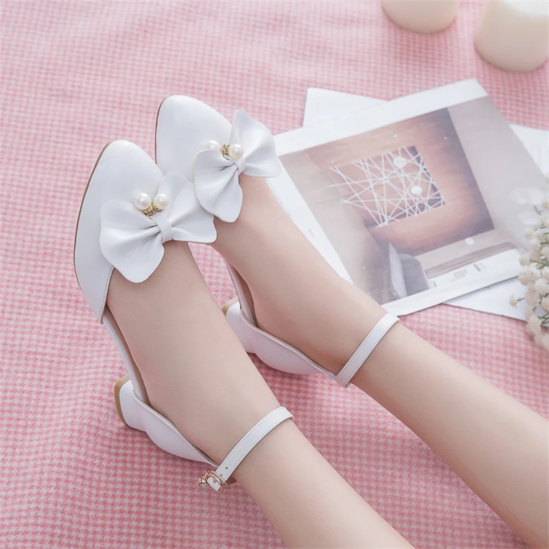 

Новинка; Кожаные туфли для девочек; Белые Мокасины принцессы; Детское платье на высоких каблуках; Удобная детская обувь для школьников и пре...