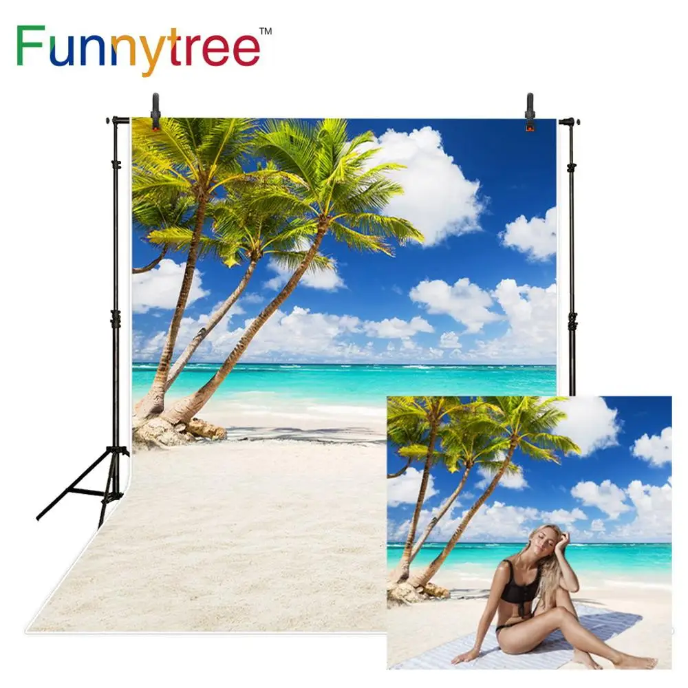 Фоны Funnytree для фотостудии пляж море небо кокосовое дерево Лето природа ребенок