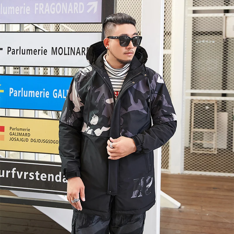 Парка мужская длинная на молнии плотная модная куртка с регулируемым поясом