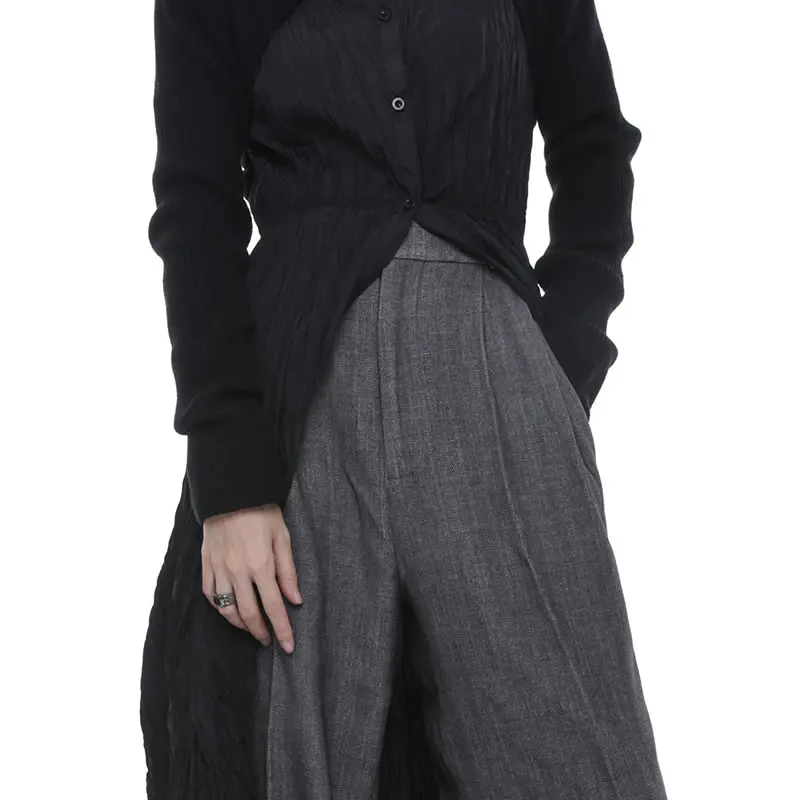 

XITAO Black Dress Fashion New Women Irregular Full Sleeve Goddess Fan Casual Style 2021 Summer Pleated Casual Dress WLD6187