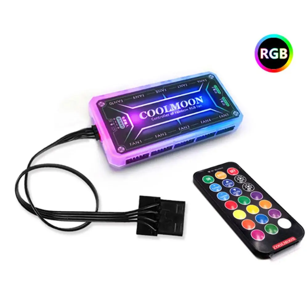 Motherboard control 120 мм RGB Вентилятор Cooler 5pin двойной аура 1/3/6 шт. ПК Вентиляторы пульт дистанционного управления компьютером Процессор Вентилятор охлаждения Регулируемая цветная(RGB) и Скорость вентилятора - Цвет лезвия: Motherboard control