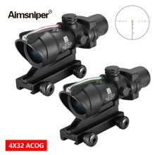 Riflescope ACOG 4X32 Real Fiber Optics Red Dot Illumination Tactical Hunting Optical Trjico Reticle Sight For AR15 Rifle Airsoft