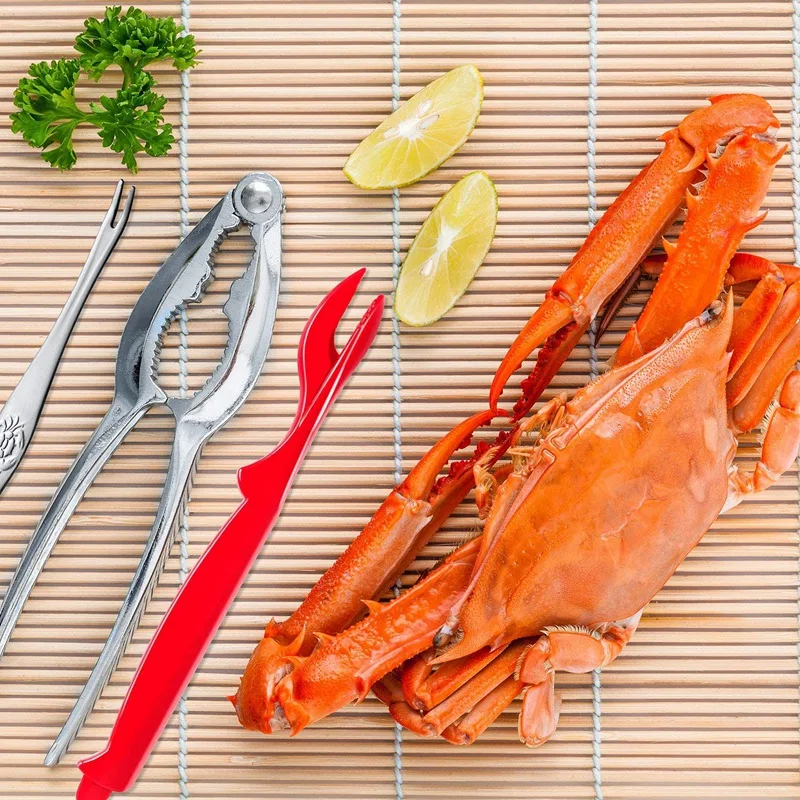 

13 Pieces Crab Leg Crackers Set Including 4 Nut Crackers,4 Lobster Shell Forks,4 Stainless Steel Forks and Portable Bag