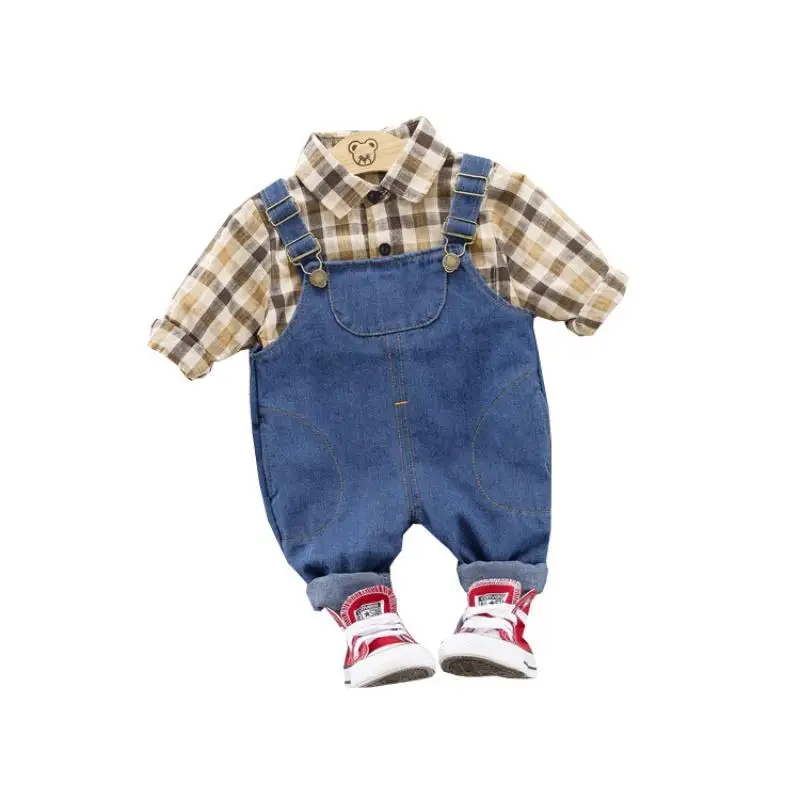 Демисезонные костюмы для малышей детская повседневная рубашка мальчиков штаны с