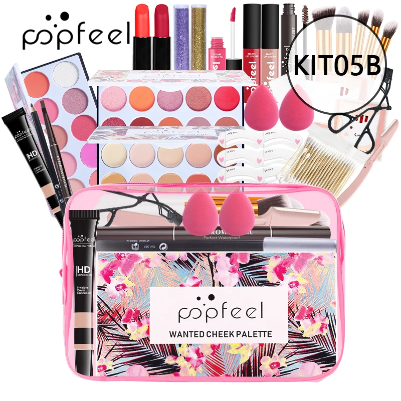 

POPFEEL 25 Piece Makeup Set Face Eye Lips Make-up Cosmetics Brush Tools Eye Shadow Lipstick Lip Glaze Concealer Eyeliner TSLM1