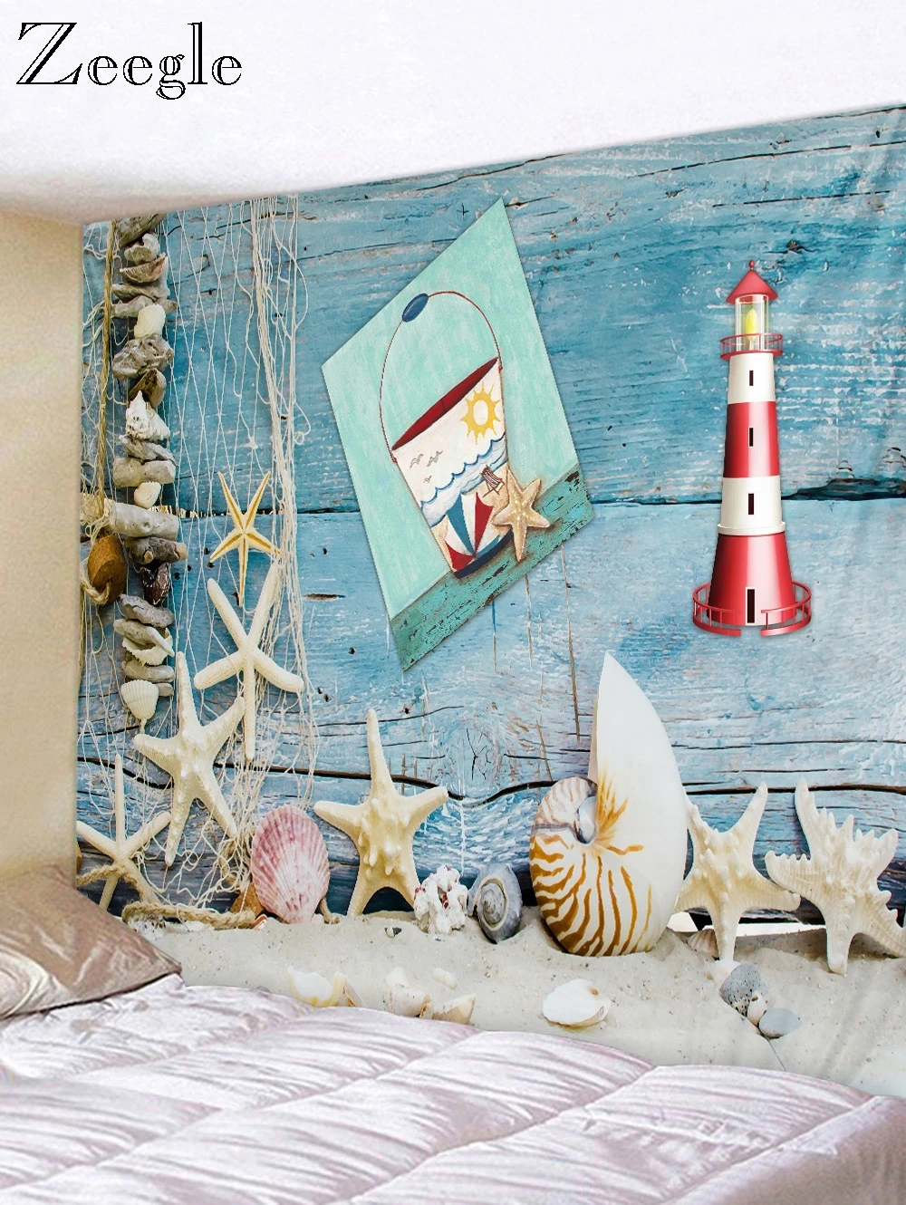 Zeegle настенный гобелен с морским принтом художественный ковер одеяло коврик для