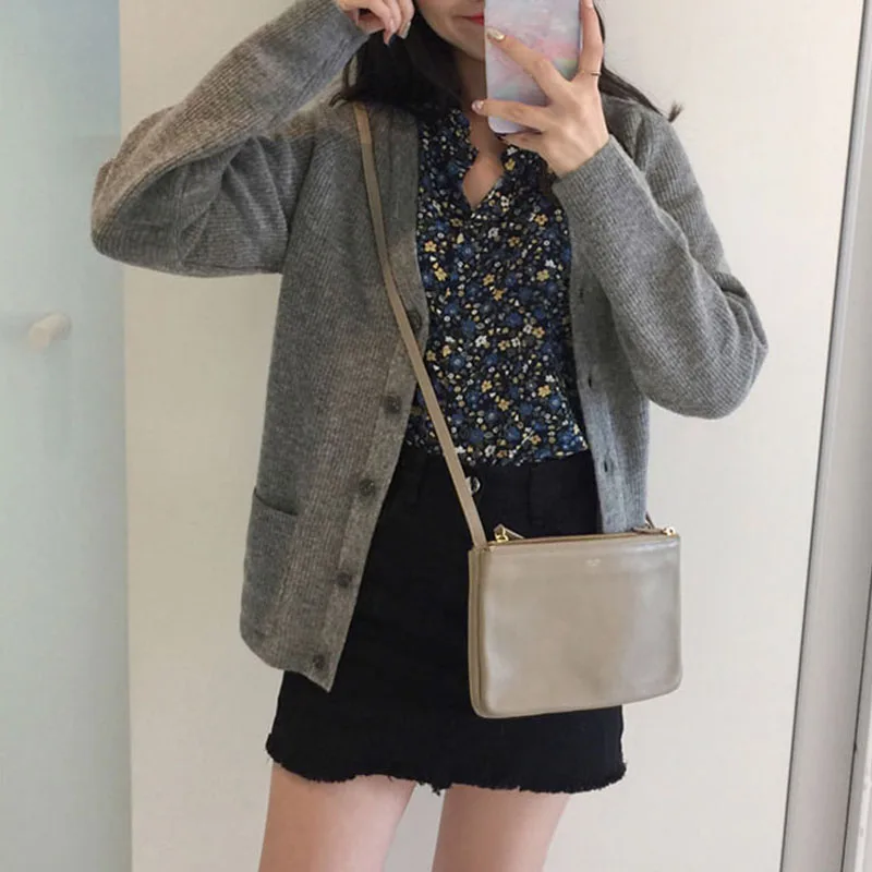 

Cotton Solid Cardigan Long Sleeve Knitted Sweater Women Open Stitch Casual zipper Women 2019 Autumn Winter Loose 1921