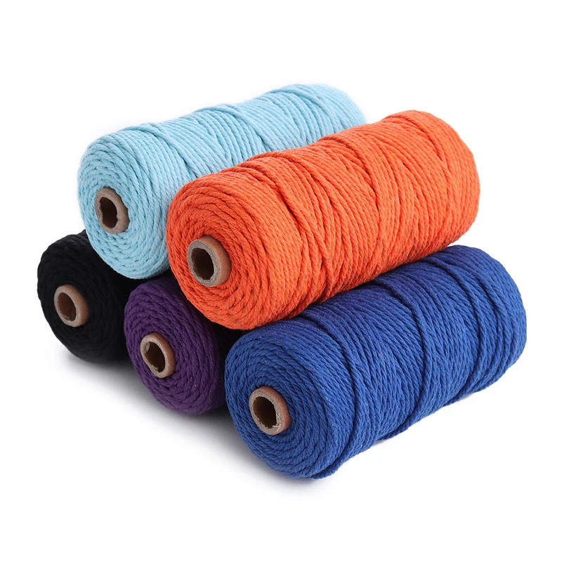 100 м 3 мм 100% хлопковая веревка нить хлопковый шнур ручной работы для вязания
