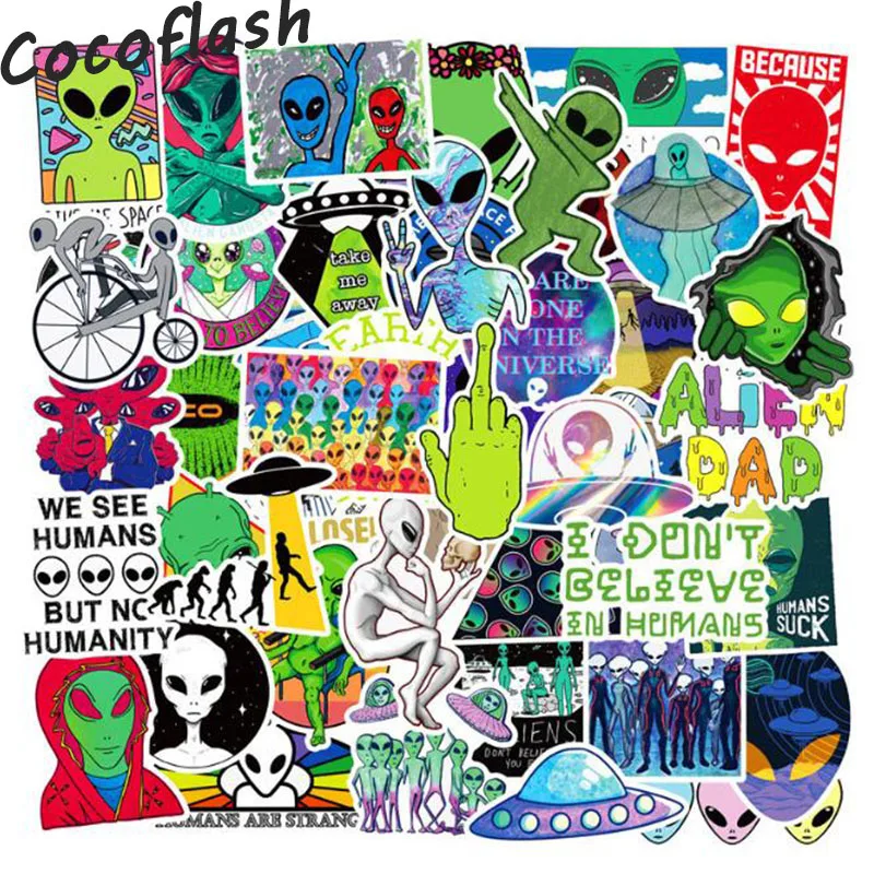 10/ 50Pcs/Set Alien Graffiti Stickers ET UFO Cartoon Stickers Gifts Toys For Children DIY Skateboard Laptop Car Phone Luggage