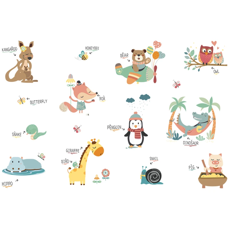 

Cartoon Early Education Wall Stickers Living Room Nursery Kids Room Decoration Wall Decal PVC Vinyl Wallpaper Self-adhesive