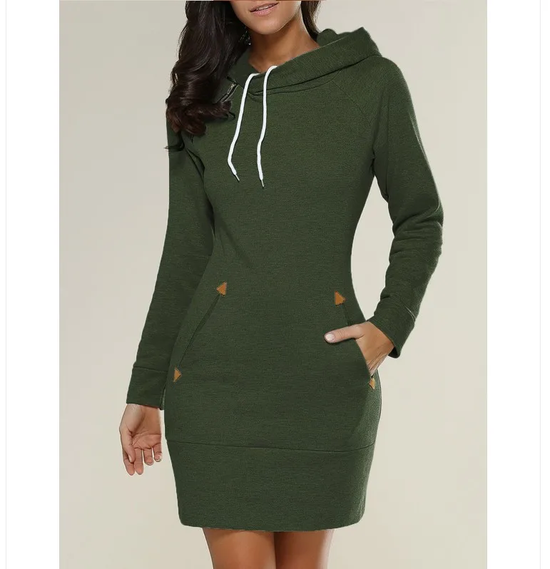 

2020 Hot Selling New Style Hooded Zip Pullover Mid-length Hoodie Dress