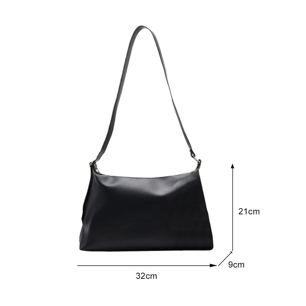 

Simple Women Shoulder Zipper Commuter Bag Totes Large Capacity Solid Color PU Leather Daily Messenger Pouch Travel Handbags