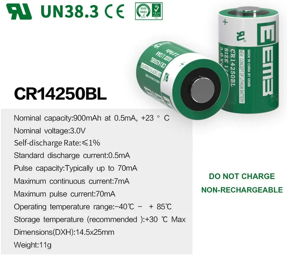 EEMB 10 шт. CR14250BL 3 0 в 1/2 AA Размер литиевая батарея 900 мАч неперезаряжаемая