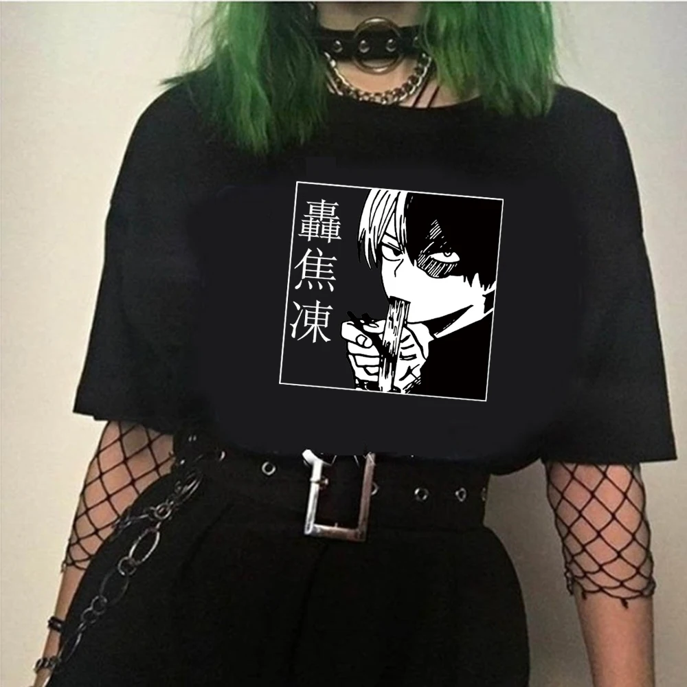 

Shoto Todoroki T Shirt Men Manga Graphic Tees Funny Cartoon Boku No Hero Academia T-Shirt Unisex Tops Tshirt Women