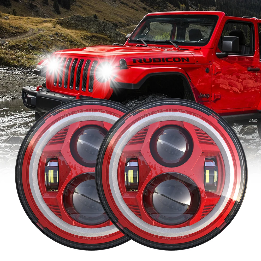 

1 Pair 7 Inch 51W High Low Beam LED Spider shape Headlights with DRL Turning Light For Jeep Wrangler JK JKU TJ LJ 2007-2018