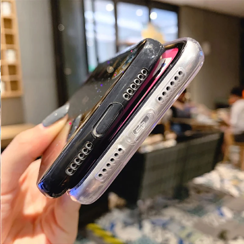 Роскошный прозрачный чехол с блестками и планетами для телефона iPhone 11 12 Pro Max Mini X XS