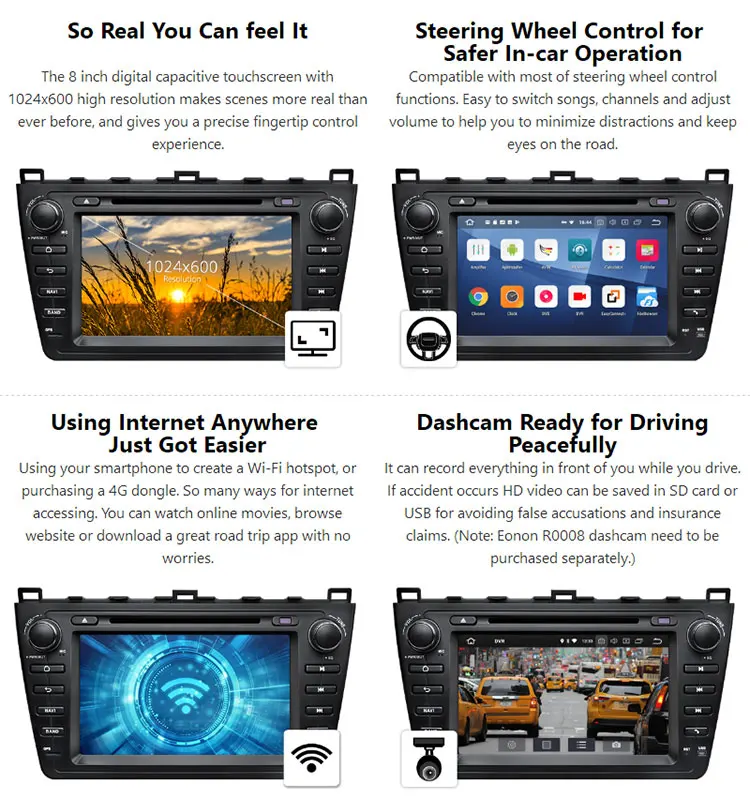 Eonon " HD Android 9,0 2G+ 32G двойной Din автомобильный стерео dvd-плеер для Mazda 6 2009 2010 2011 2012 поддержка Bose система Bluetooth 4G