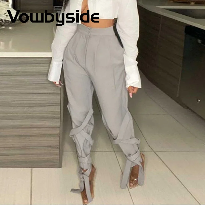 

Бандажные штаны с высокой талией и карманами