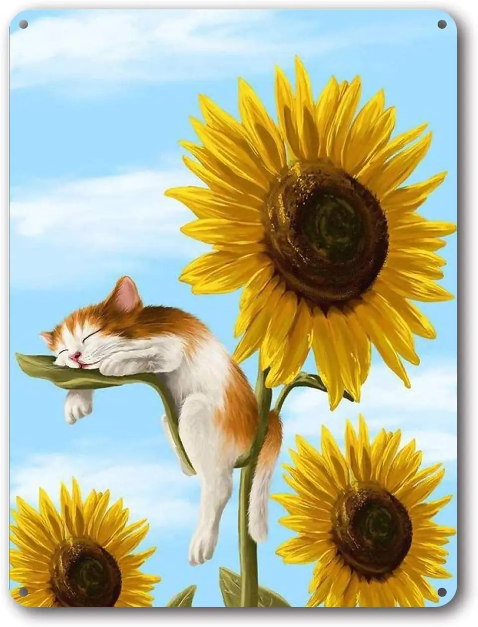 

Vintage Sunflower Tin Signs Sleeping Cat Farmhouse Home Wall Decor Metal Signs 8x12 Inch