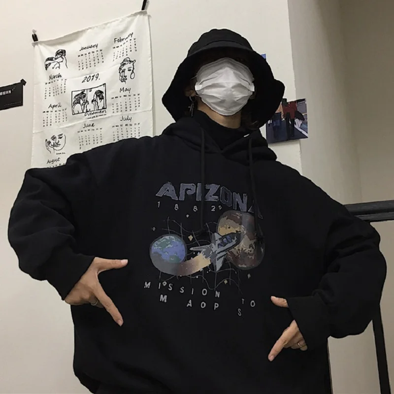 

ZOGAA New Men' And Women's Sweatshirt Top Trend 2020 Early Autumn And Winter Leisure Harajuku Style Spaceship Plus Fleece Hoodie