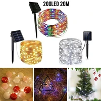 20m 200led solar string light copper wire lamp 8 lighting modes waterproof colorful lights for outdoor courtyard christmas decor