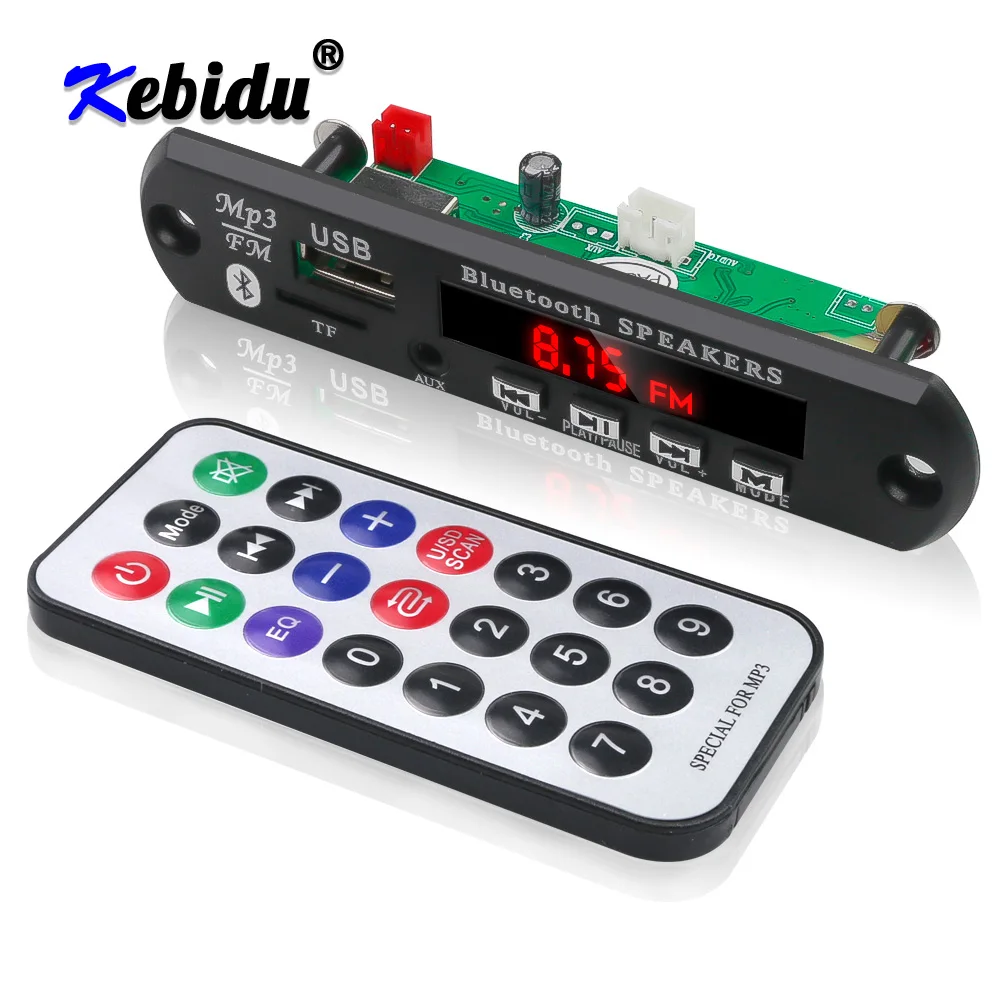 Bluetooth ресивер KEBIDU для автомобиля MP3 плеер декодер FM радио TF USB 3 5 мм AUX аудио с