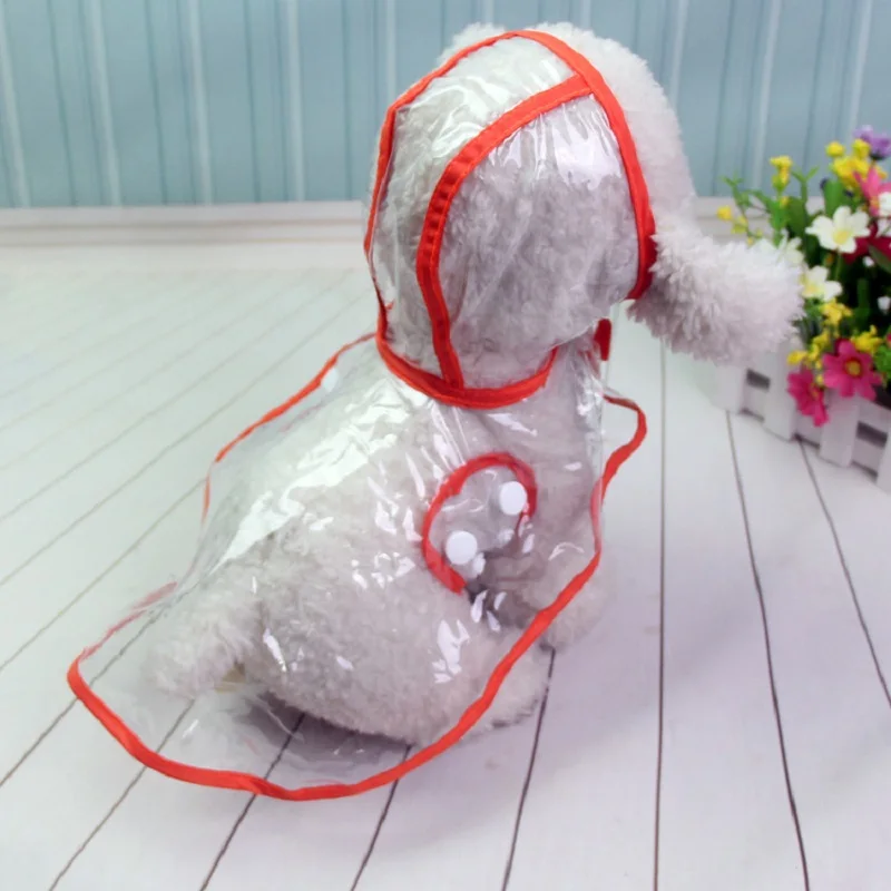 Dog raincoat costumes hooded Teddy small dogs pet kitten cats transparent clothes outdoor fashion waterproof in spring summer | Дом и сад