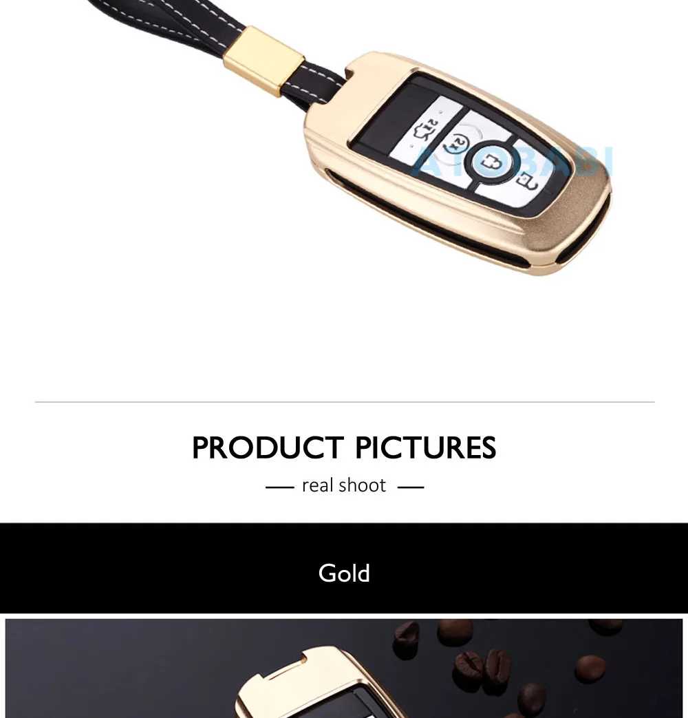 Aluminum Alloy Car Key Case For Ford Mendeo Fusion Edge Expedition F-150 F-250 F-350 Smart Keyless Remote Fob Cover Keychain Bag