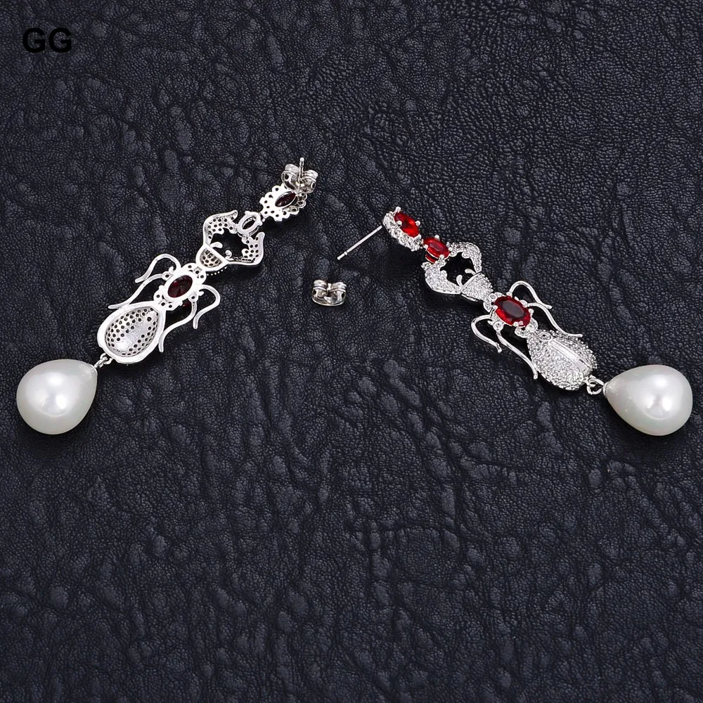 GG ювелирные изделия КАПЛЕВИДНАЯ белая Морская раковина жемчуг Красный Cz