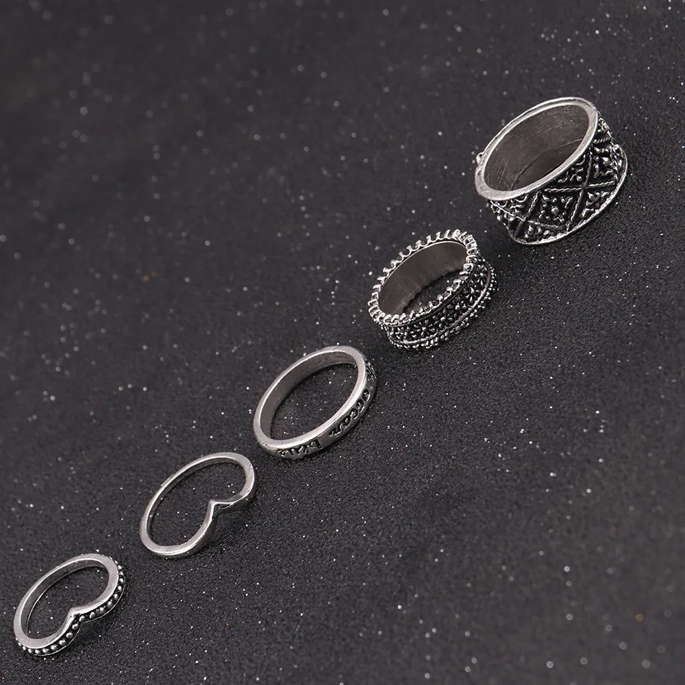 14 шт./компл. Ретро Античное серебряное очаровательное кольцо с красной