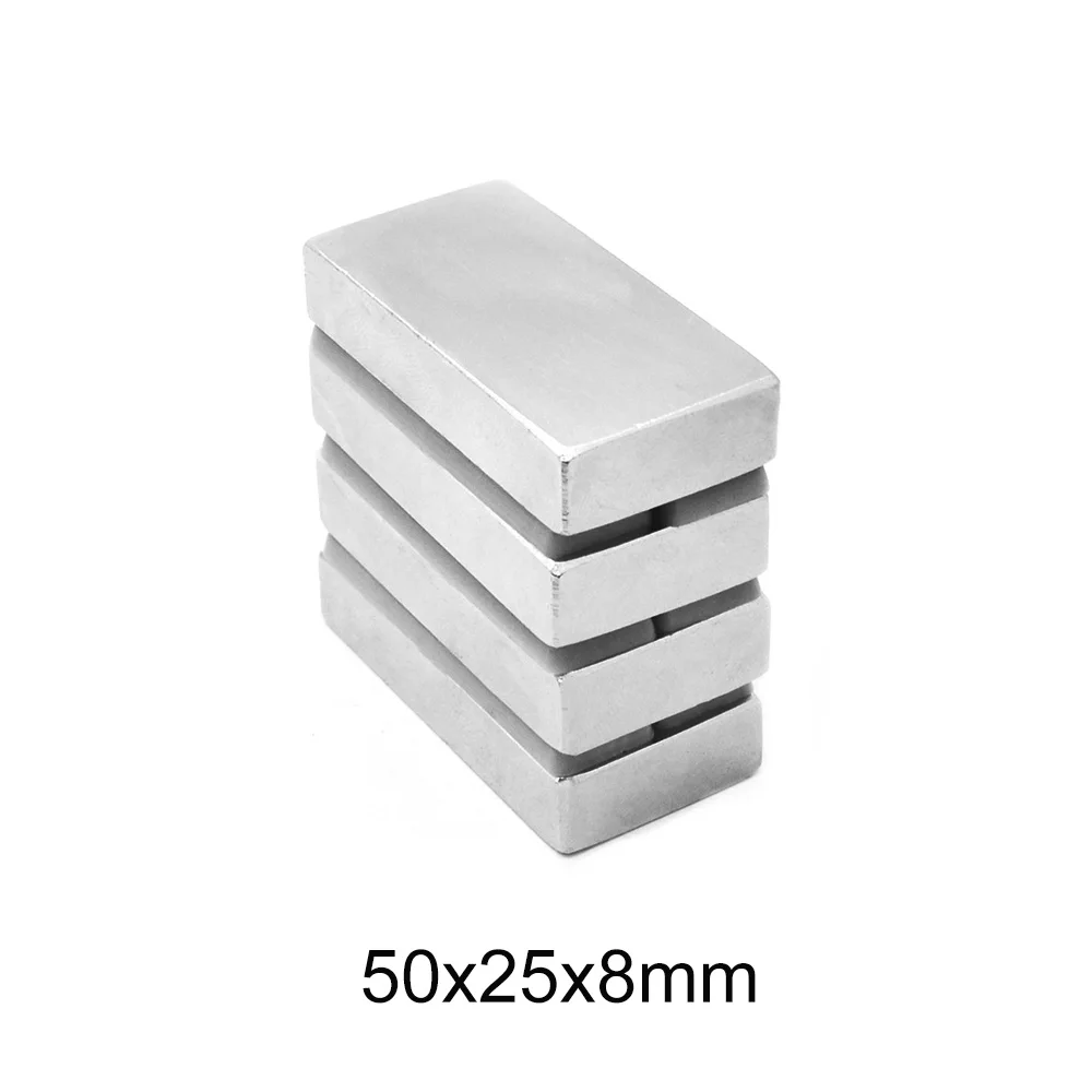 1/2/5 шт 50x25x8 Длинный Блок Сильный редкоземельный магнит 50 мм X 25 N35 магнитов NdFeB