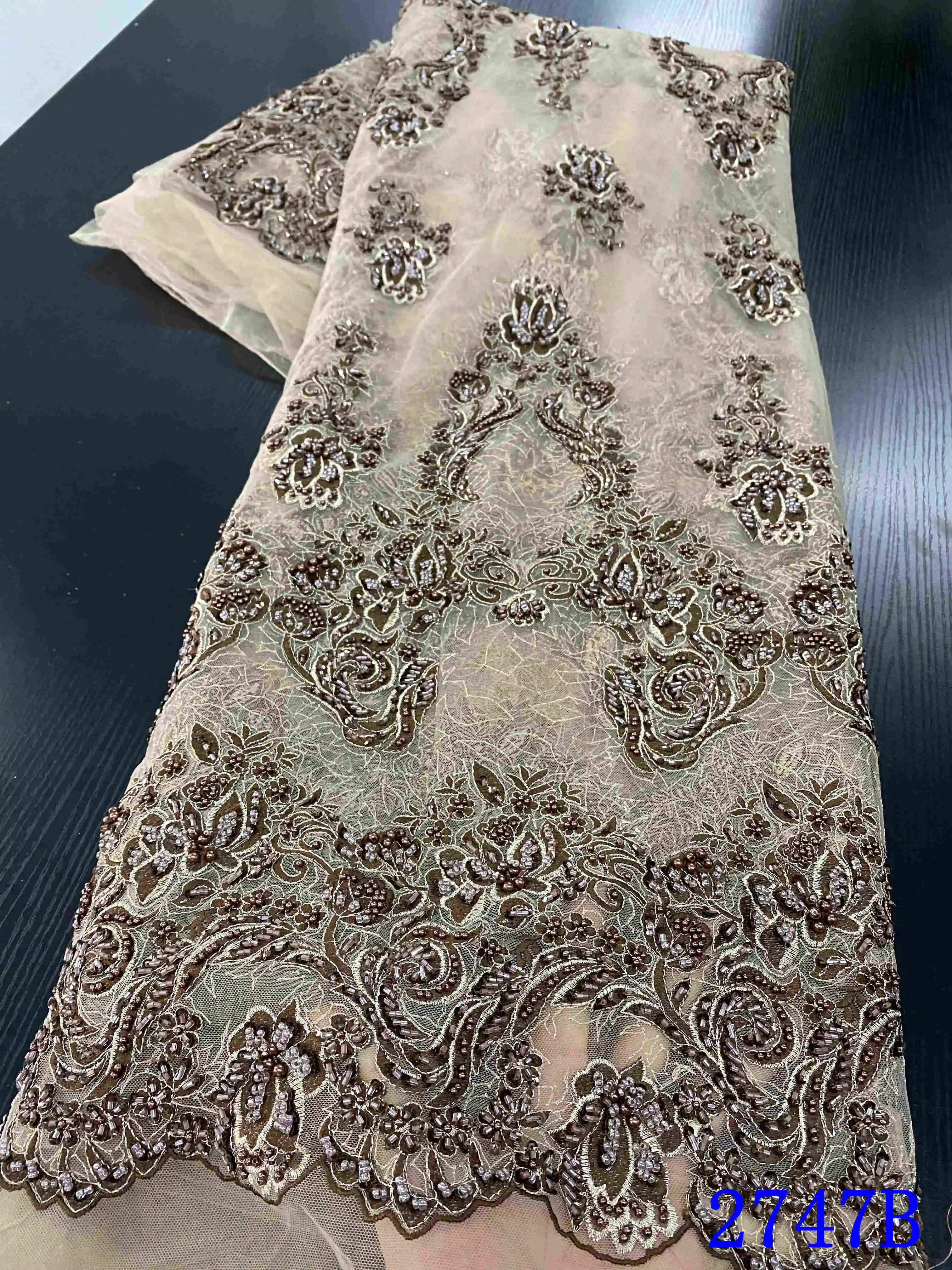 Африканская кружевная ткань с бисером 2020 Высококачественная французская