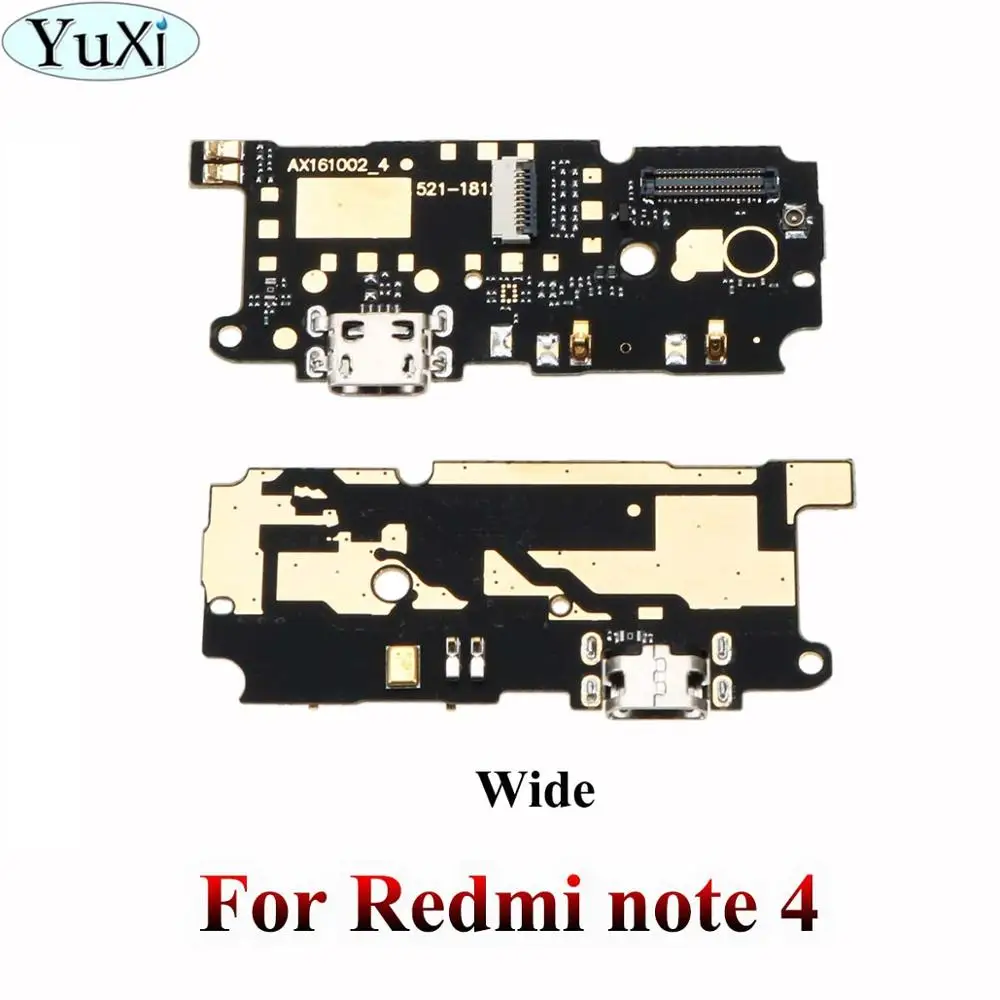 Note 4-Wide YuXi usb зарядка Нижняя плата гибкий кабель соединительные детали для Xiaomi Redmi Note 3/4/Note 3/4 Pro/4A/5A/4X/2A/3 S микрофонный модуль - Цвет: Note 4-Wide