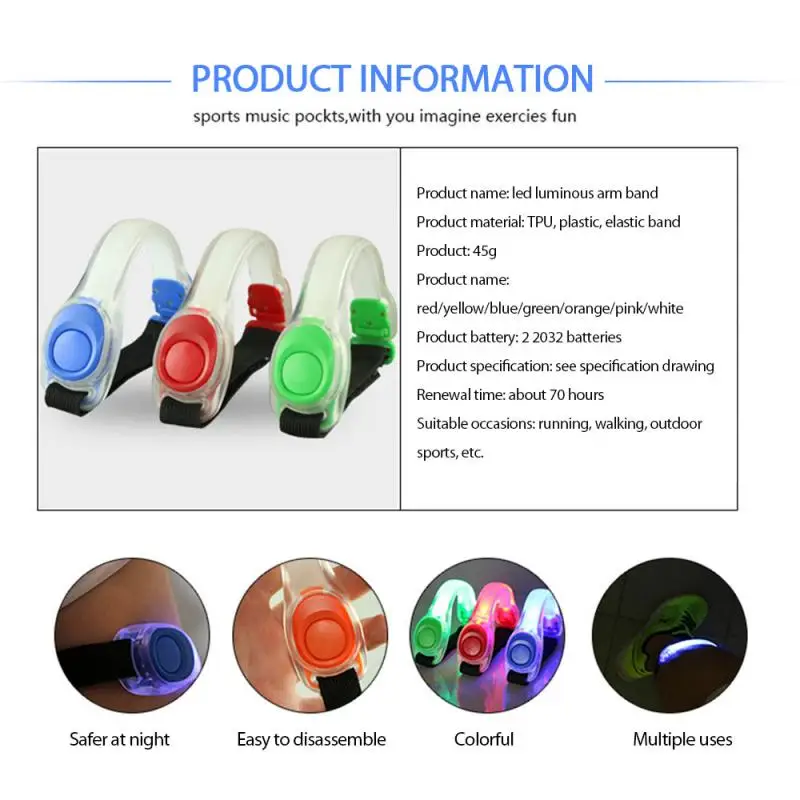 

7 Color LED Light Toys Silicone Luminous Safety Indicator Armband Cycling Running Outdoor Equipment Sport Accessories Dropship
