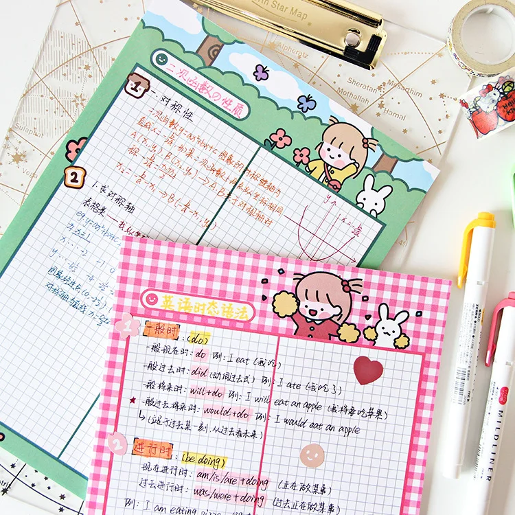 Блокнот SIXONE в клетку для заметок с кроликом стиле Ins 30 листов| |