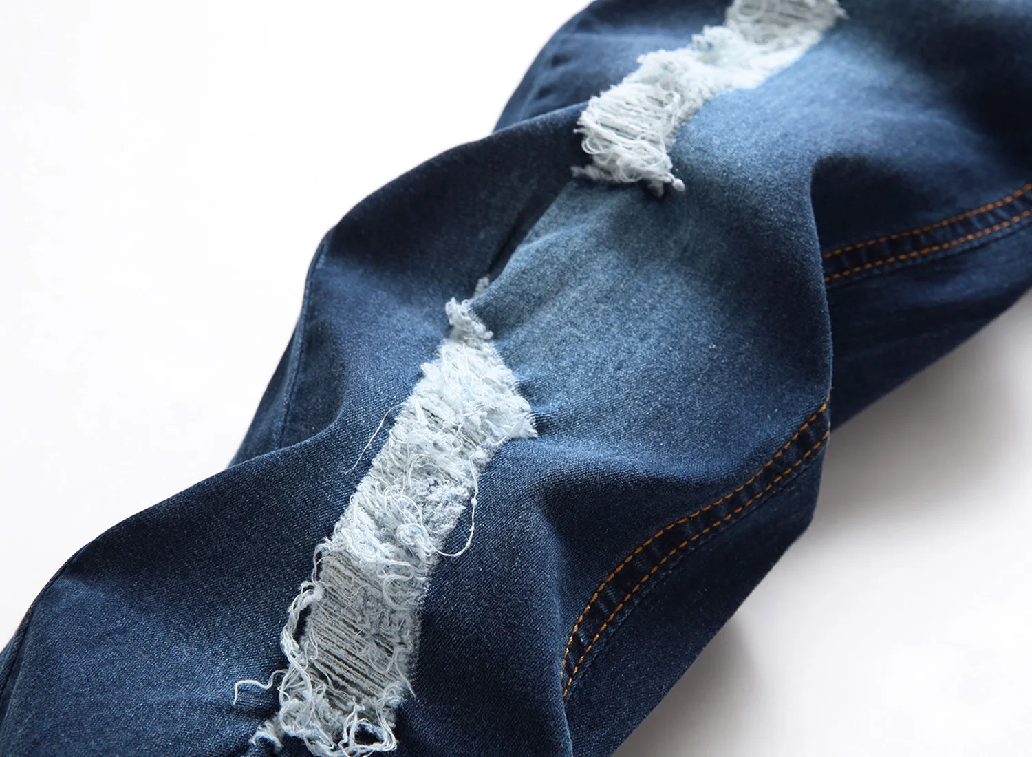

Wimilous Men's Jeans Dark Blue Ripped Hole Trousers Fashion Trendy stretch Skinny Foot Pants