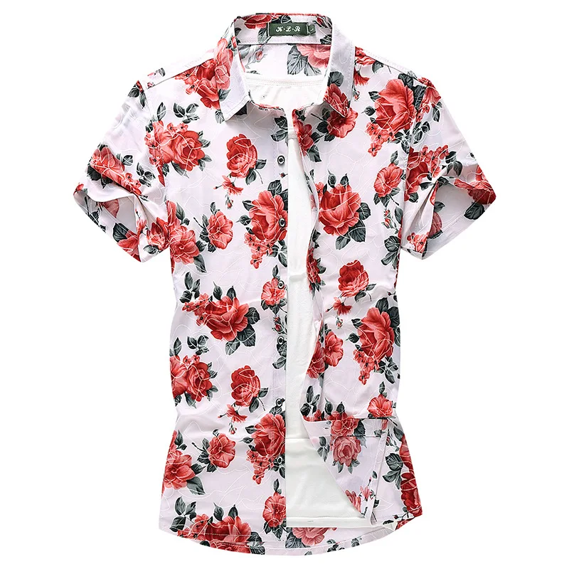 

21 Summer New Men's Stretch Suit Shirt Plus Fat Plus Size Casual Fat Guy Youth Suit Beach Shirt Short-sleeve Shirt M-5XL-6XL-7XL