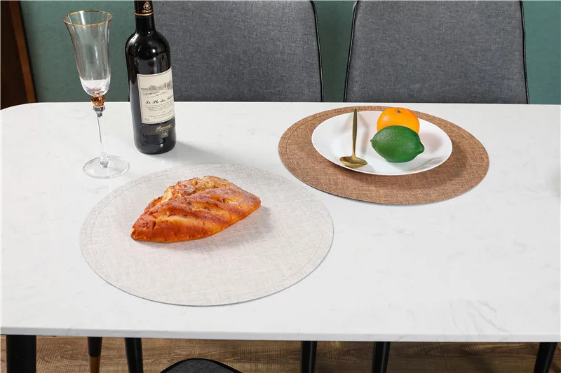 

6pcs/lot PU Placemat Waterproof Oil-proof Table Mat Hotel Home Insulation Decorative Table Mats Coasters OK 1082B