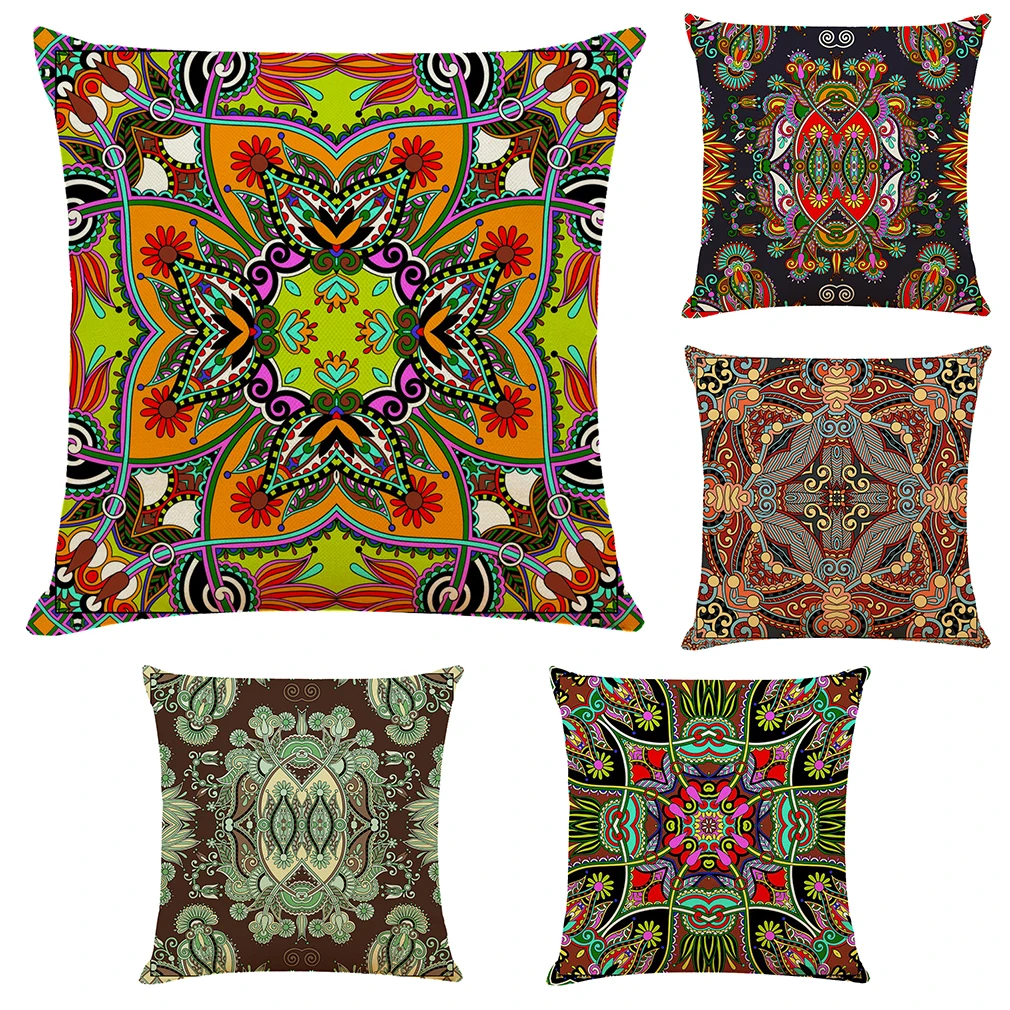 

45x45cm Vintage Leaf Flowers Cushion Cover Decorative Pillows Cartoon Seat Cushions Home Decor Flax Throw Pillow Sofa Pillowcase