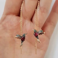 vintage bird pendant drop earrings long tassel crystal pendant earrings ladies women jewelry design wholesale