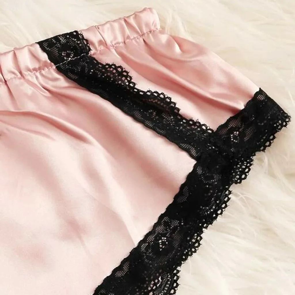 Женский атласный Шелковый пижамный комплект сексуальная Очаровательная