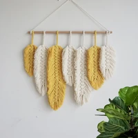 macrame wall hanging tapestry hand made feather cotton woven leaves headboard bohemian decoration home decor for livingroom