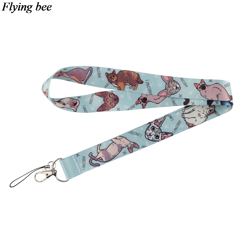 

Flyingbee Cute Funny Cat Keychain Phone Lanyard Fashion Strap Neck Lanyards For ID Card Phone Keys X0913