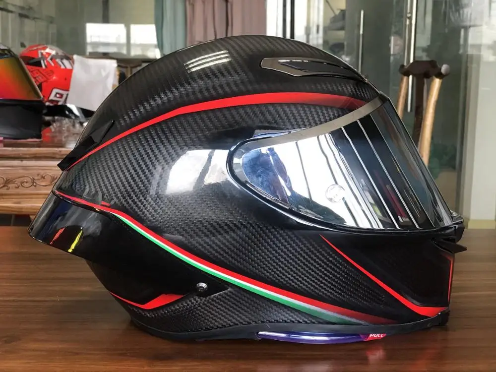 

Full Face Motorcycle helmet Carbon Fiber black and red line Motocross Racing Motobike Riding Helmet four season