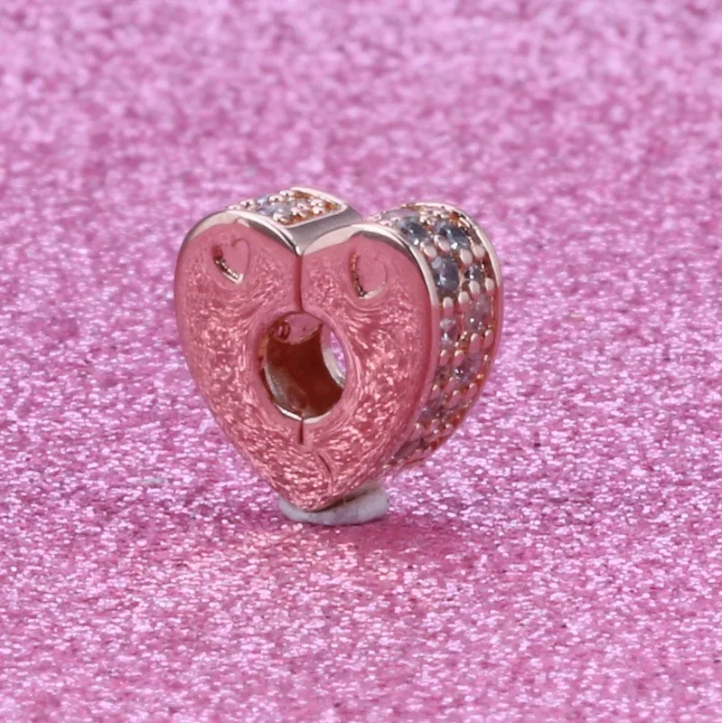

100% 925 Sterling Silver Charm Colorful Love Arc With Crystal Clip Fit Pandora Women Bracelet & Necklace Diy Jewelry