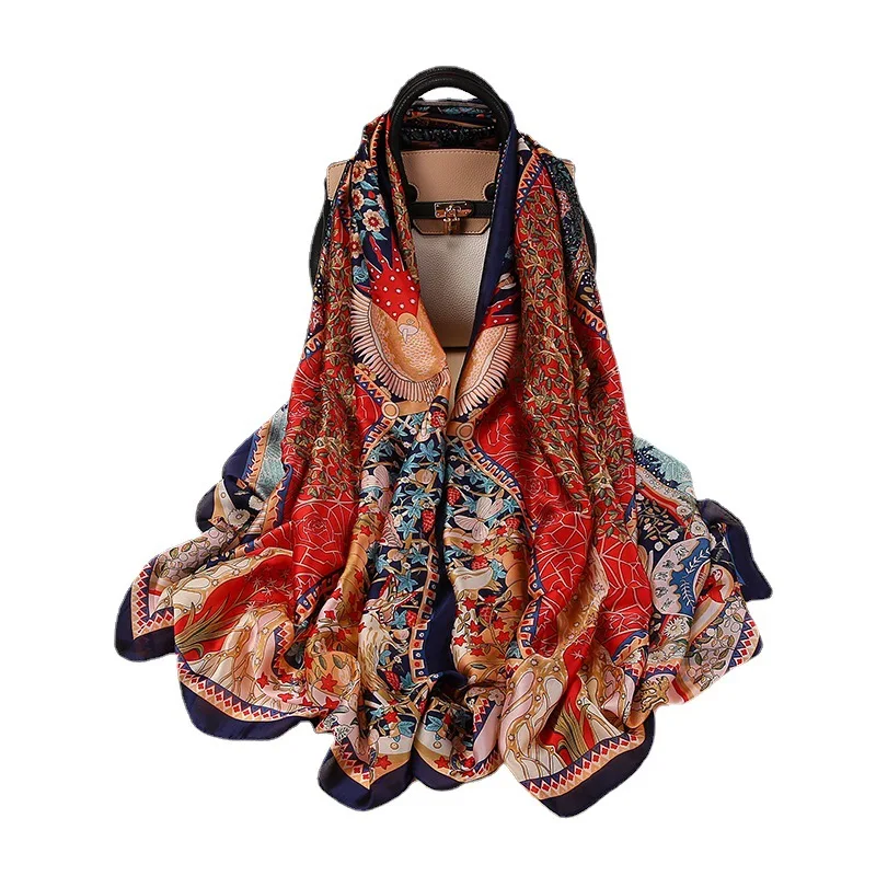 

Ranmo Spring Travel Sun Protection Silk Scarf Women's Long Printed Talma Fashion Sweet Trend Spot Scarf
